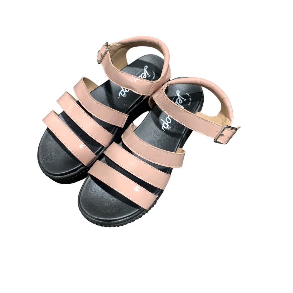 Jellypop Womens Blush Pink Patent Multi Strap Platform Sandals Size 7.5 M